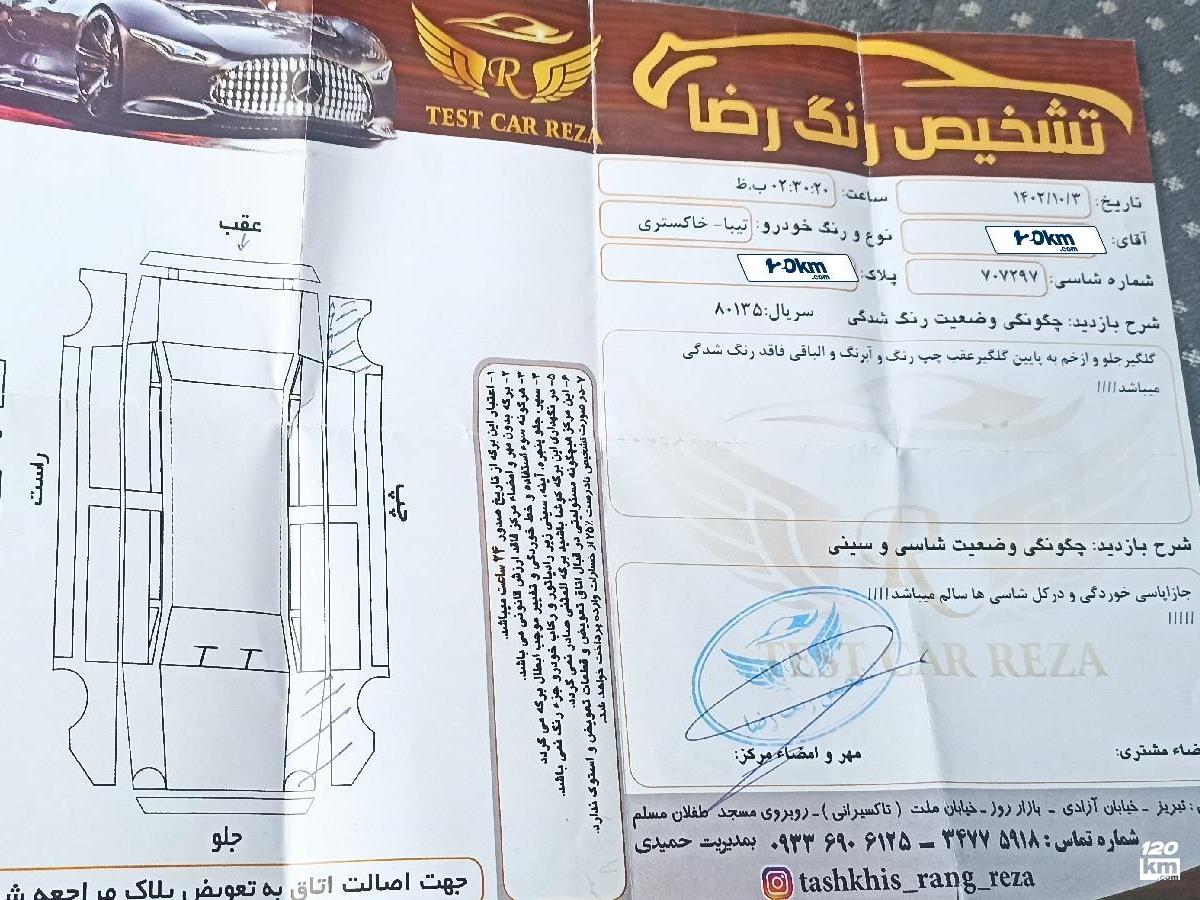 فروش تیبا صندوقدار ۱۳۹۱ نوک مدادی یک لکه رنگ آذربایجان شرقی میانه (۲۳ دی ۱۴۰۲)