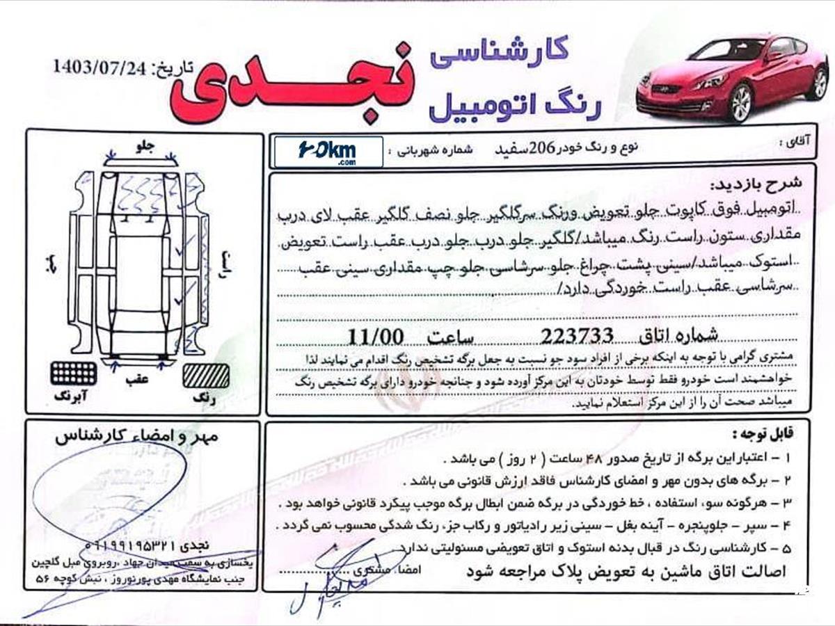 فروش پژو 206 تیپ 2 ۱۳۹۴ سفید کاپوت تعویض رشت حمیدیان (۳۰ مهر ۱۴۰۳)