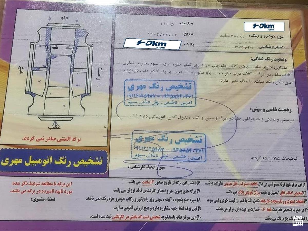 فروش پژو 206 تیپ 5 ۱۳۹۴ (کم کارکرد) سفید دو لکه رنگ گلستان علی آباد (۲۰ اردیبهشت ۱۴۰۴)