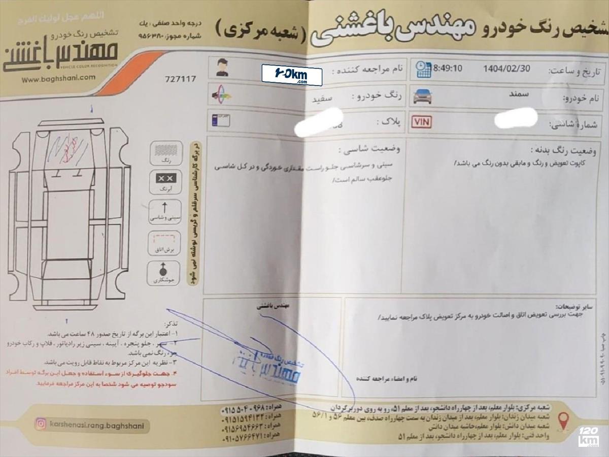 فروش سمند سورن ۱۴۰۲ سفید بدون رنگ مشهد رسالت (۷ خرداد ۱۴۰۴)