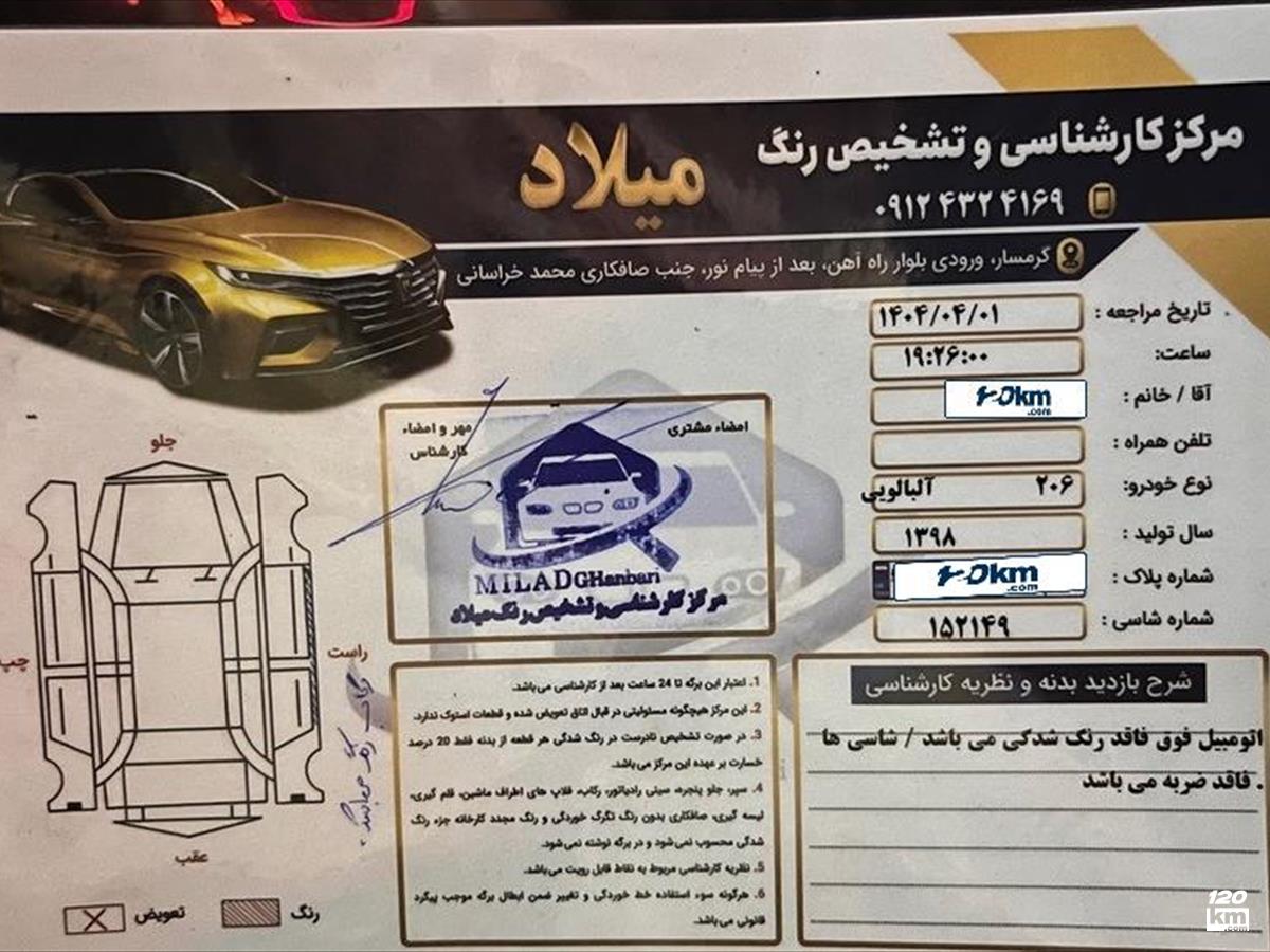 فروش پژو 206 تیپ 2 ۱۳۹۸ قرمز بدون رنگ سمنان گرمسار (۳ تیر ۱۴۰۴)