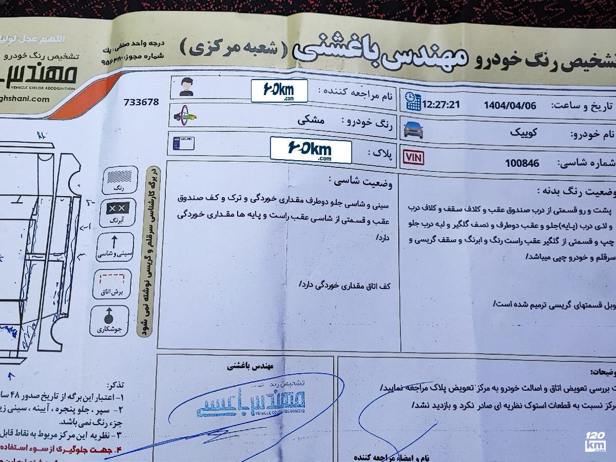فروش کوییک R ۱۴۰۱ مشکی دو لکه رنگ مشهد طلاب (۷ تیر ۱۴۰۴)