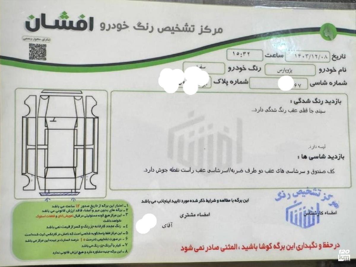 فروش پژو پارس سال ۱۳۹۶ سفید یک لکه رنگ گرگان (۱۸ تیر ۱۴۰۴)