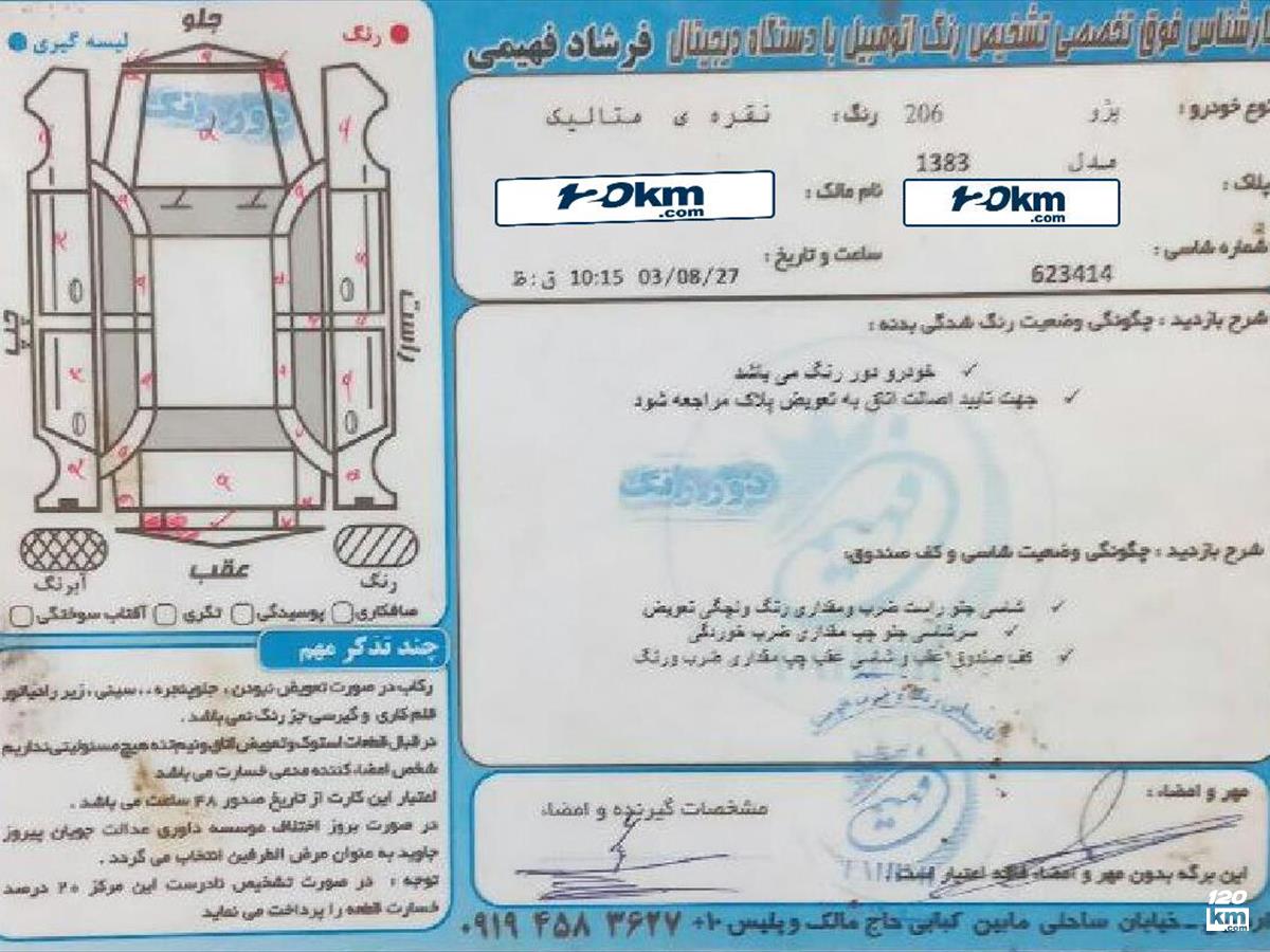 فروش پژو 206 تیپ 3 ۱۳۸۳ نقره ای دور رنگ اردبیل میدان توحید (۲۹ مرداد ۱۴۰۴)