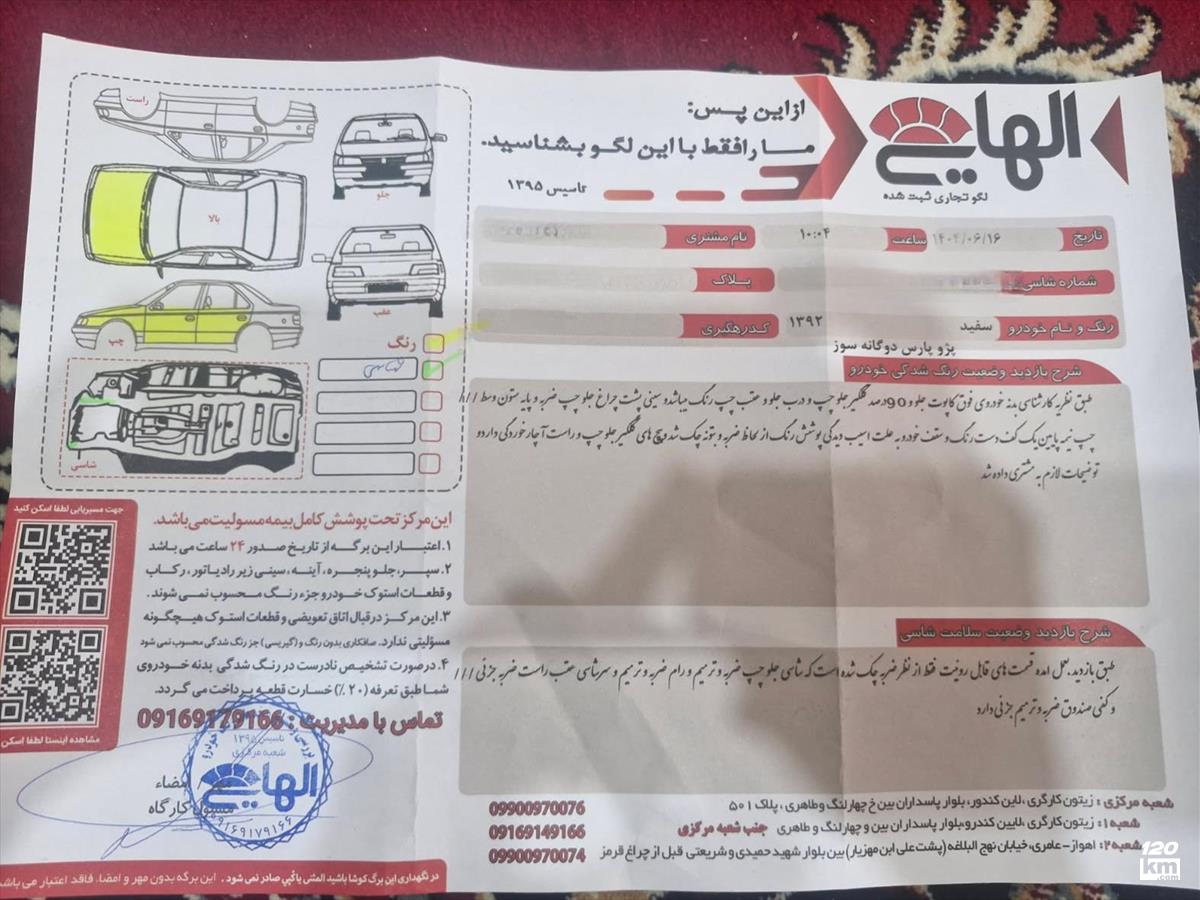 فروش پژو پارس ۱۳۹۲ دوگانه سوز سفید چند لکه رنگ اهواز شهرک دانشگاه (۱۷ شهریور ۱۴۰۴)