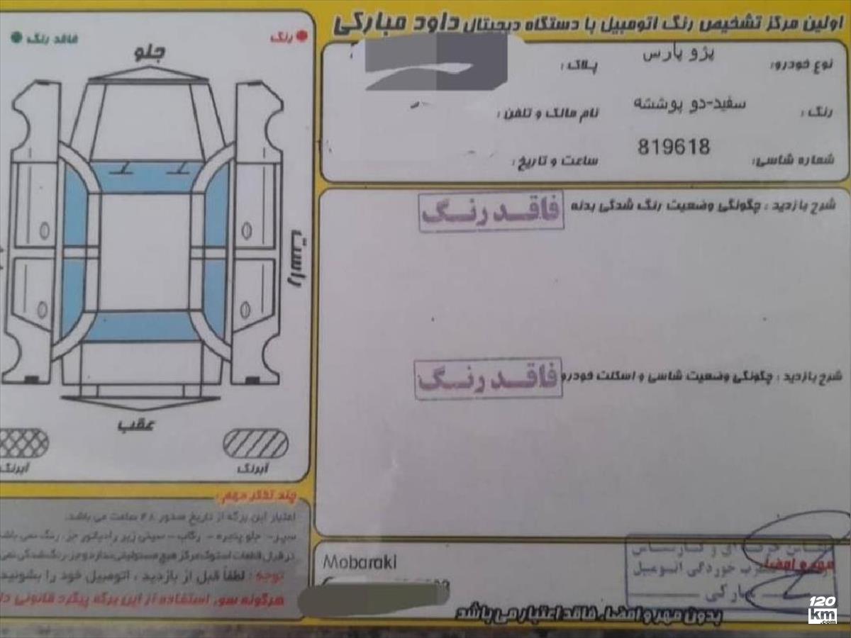 فروش پژو پارس ۱۳۸۹ سفید بدون رنگ تهران دربند (۷ مهر ۱۴۰۴)