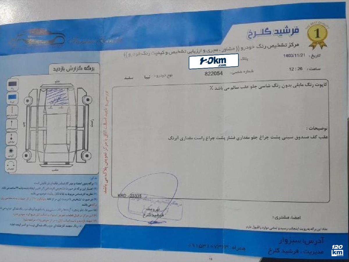 فروش تیبا صندوقدار ۱۳۹۴ دوگانه سوز سفید کاپوت تعویض خراسان رضوی سبزوار (۸ آبان ۱۴۰۴)