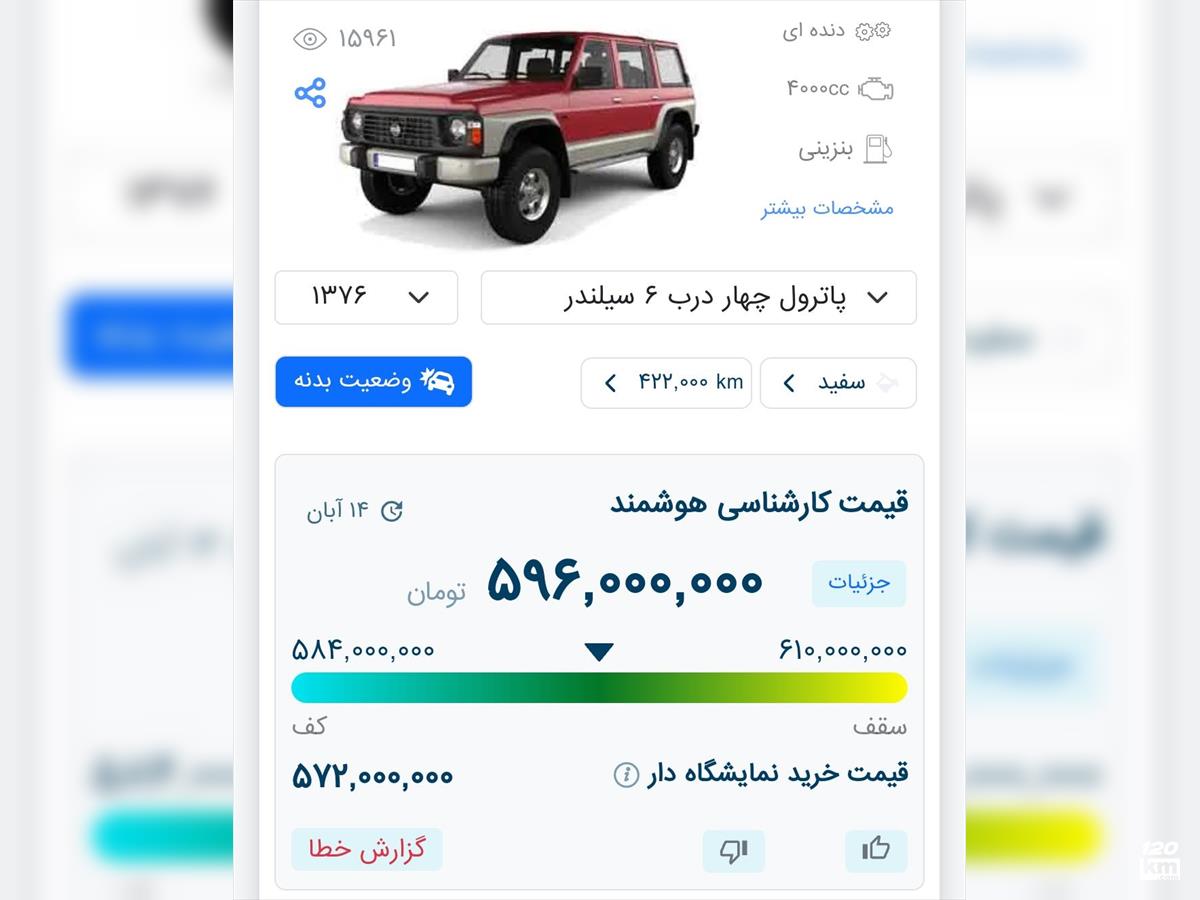 فروش نیسان پاترول چهار در ۱۳۷۶ سفید دور رنگ آذربایجان غربی شاهین دژ (۱۷ آبان ۱۴۰۴)