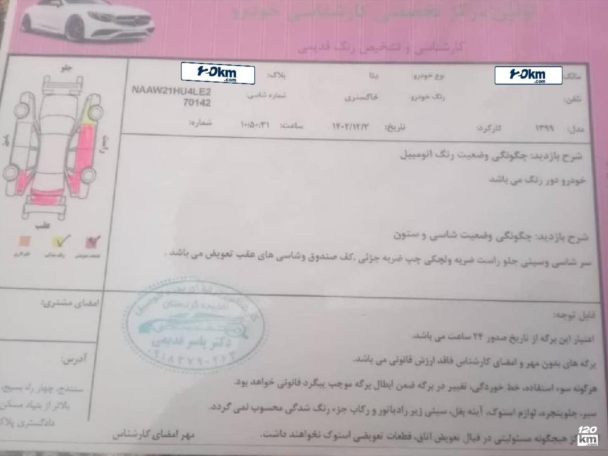 فروش دنا پلاس ۱۳۹۹ نوک مدادی دور رنگ شیراز تاچارا (۲ دی ۱۴۰۴)