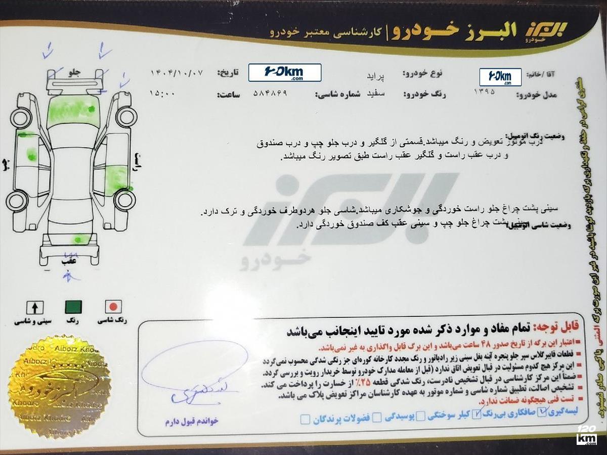 فروش پراید 131 SE ۱۳۹۵ سفید چند لکه رنگ کرج گلشهر (۷ دی ۱۴۰۴)