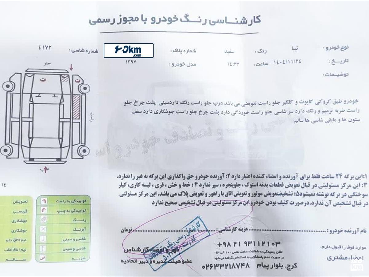 فروش تیبا صندوقدار ۱۳۹۷ سفید چند لکه رنگ البرز هشتگرد (۳ اسفند ۱۴۰۴)