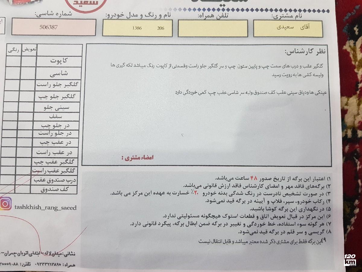 فروش پژو 206 SD V20 ۱۳۸۶ سفید دو لکه رنگ اصفهان پروین (۶ شهریور ۱۴۰۵)